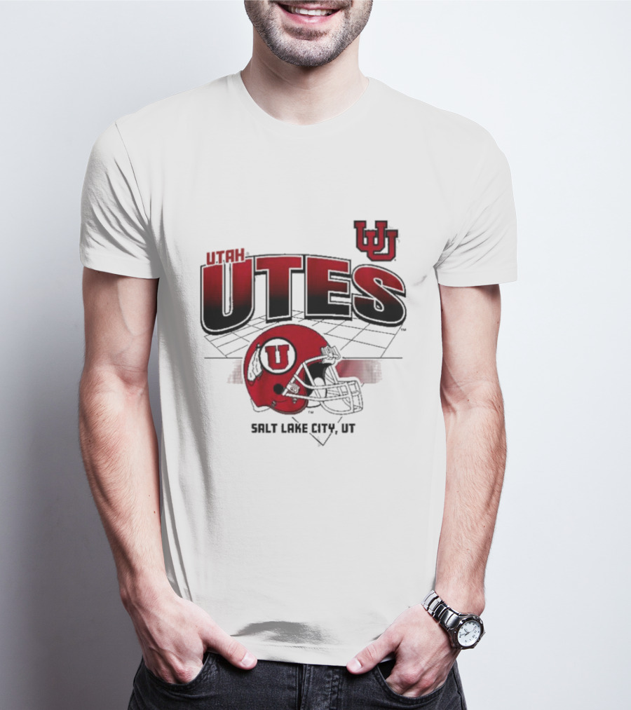 Utah Utes Football Helmet Salt Lake City UT Grid T-Shirt