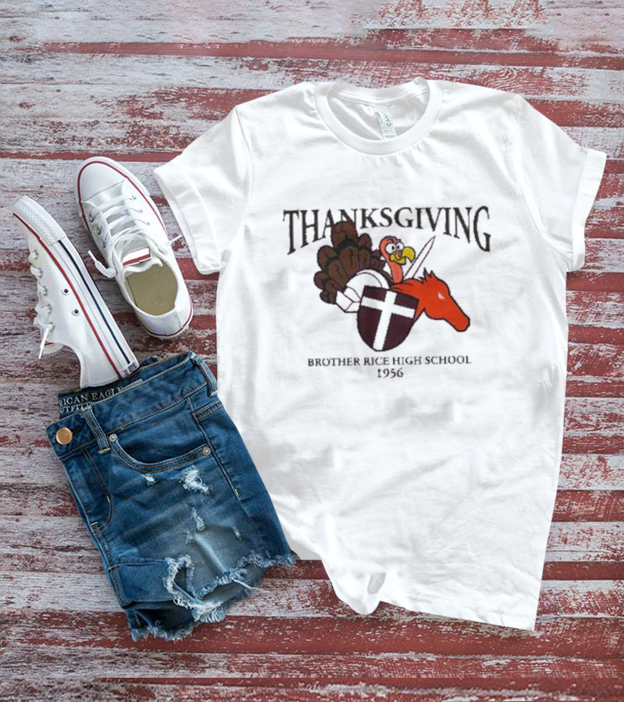 Thanksgiving Brother Rice High School 1956 Turkey Horse Emblem T-Shirt