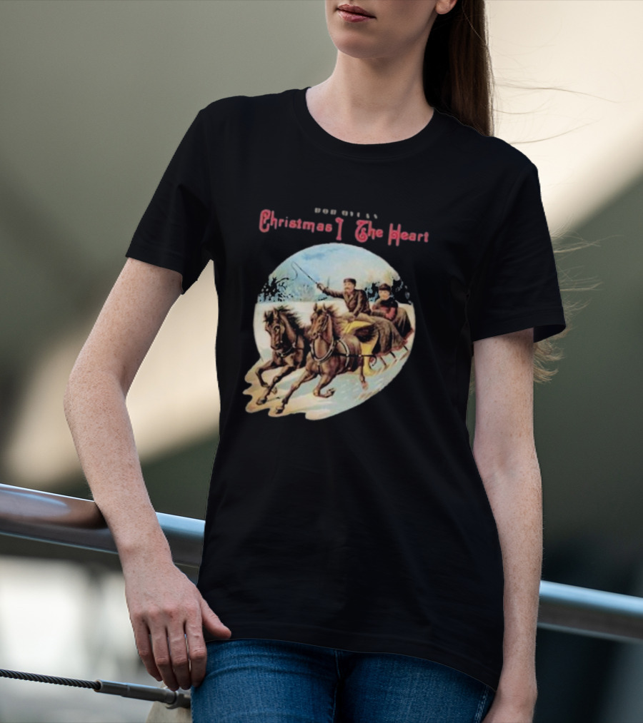Bob Dylan Christmas In The Heart Horse Sleigh Ride Snow Scene T-Shirt