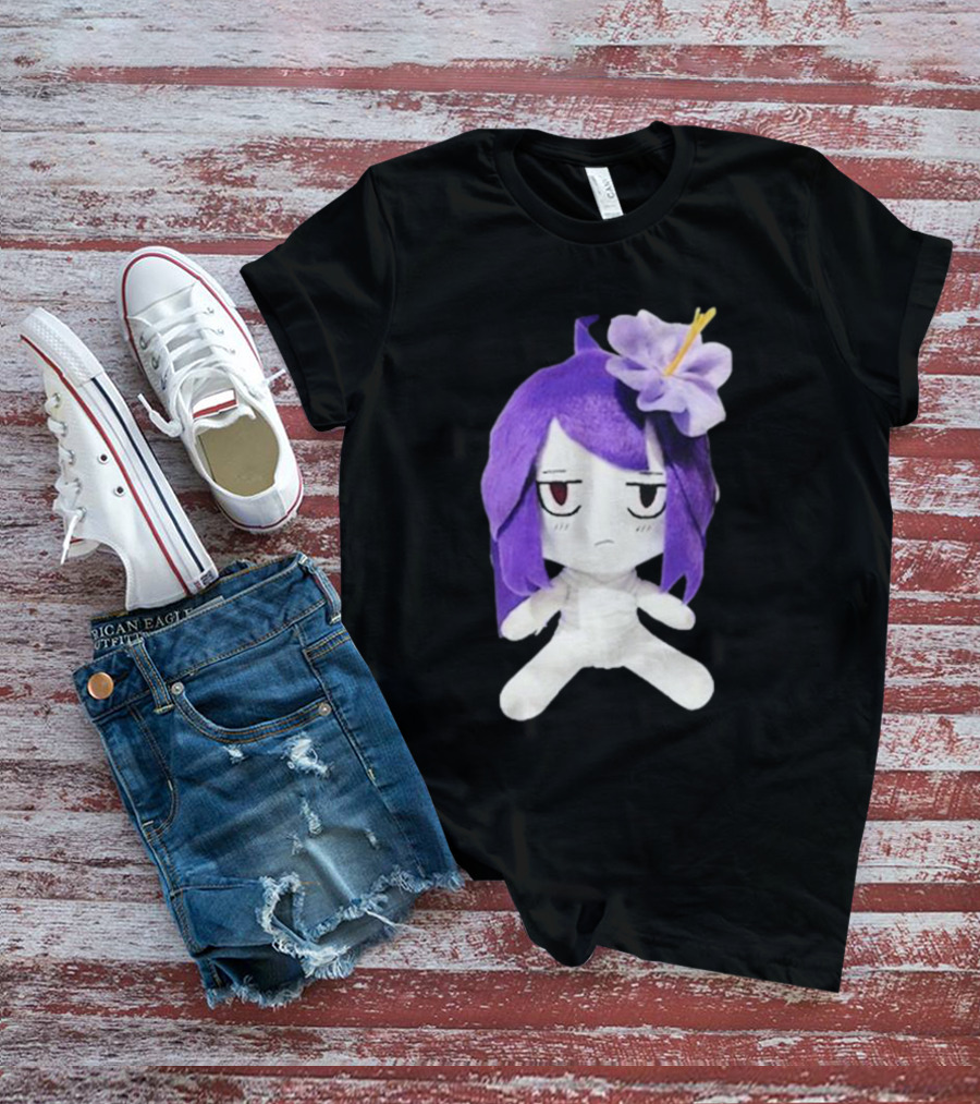 Cynthoni Jvmo Down Right Anime Plush Doll With Purple Hair And Flower T-Shirt