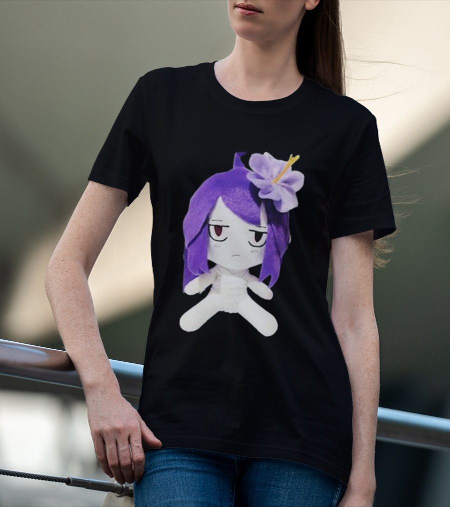 Cynthoni Jvmo Down Right Anime Plush Doll With Purple Hair And Flower T-Shirt