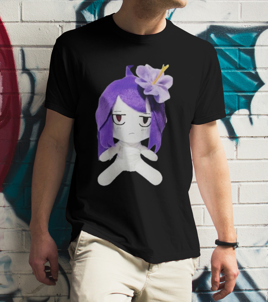 Cynthoni Jvmo Down Right Anime Plush Doll With Purple Hair And Flower T-Shirt