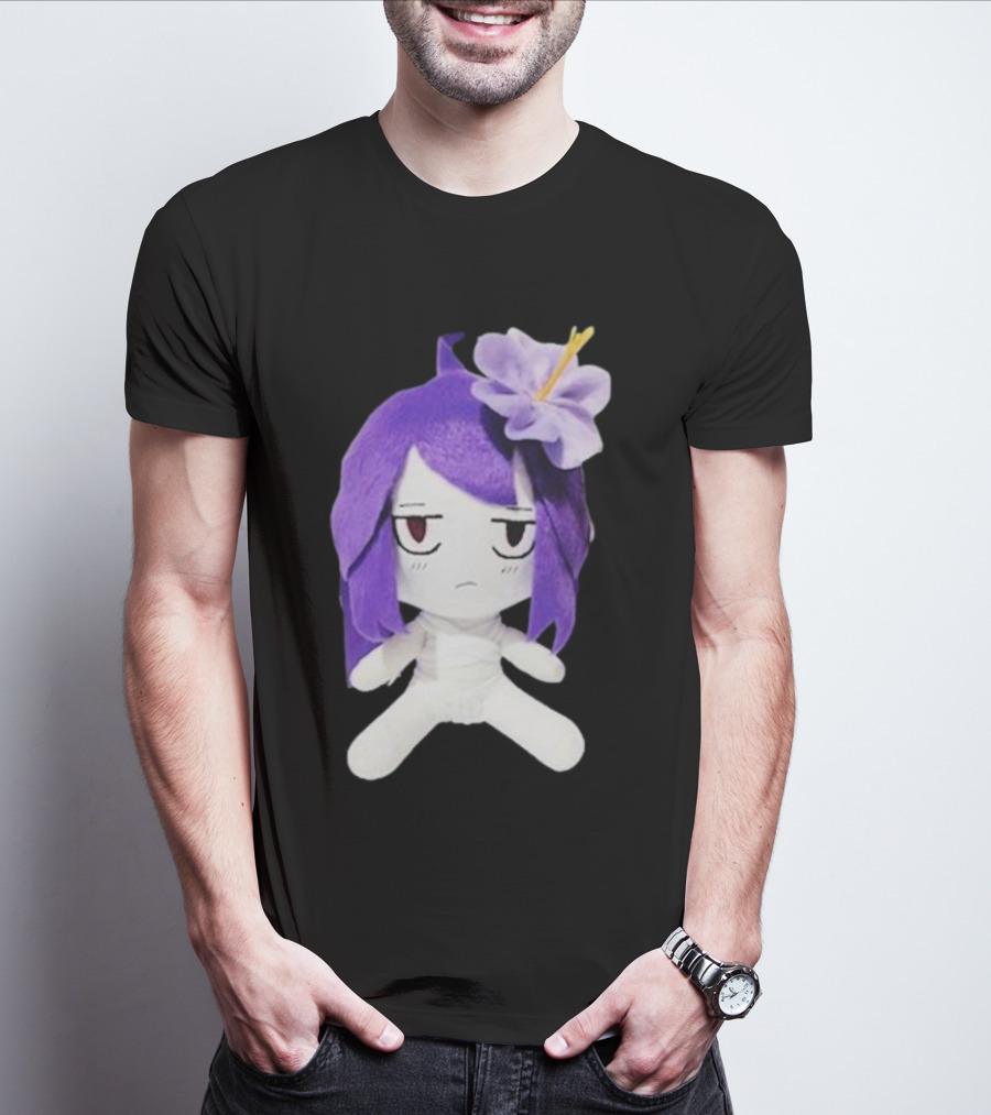 Cynthoni Jvmo Down Right Anime Plush Doll With Purple Hair And Flower T-Shirt