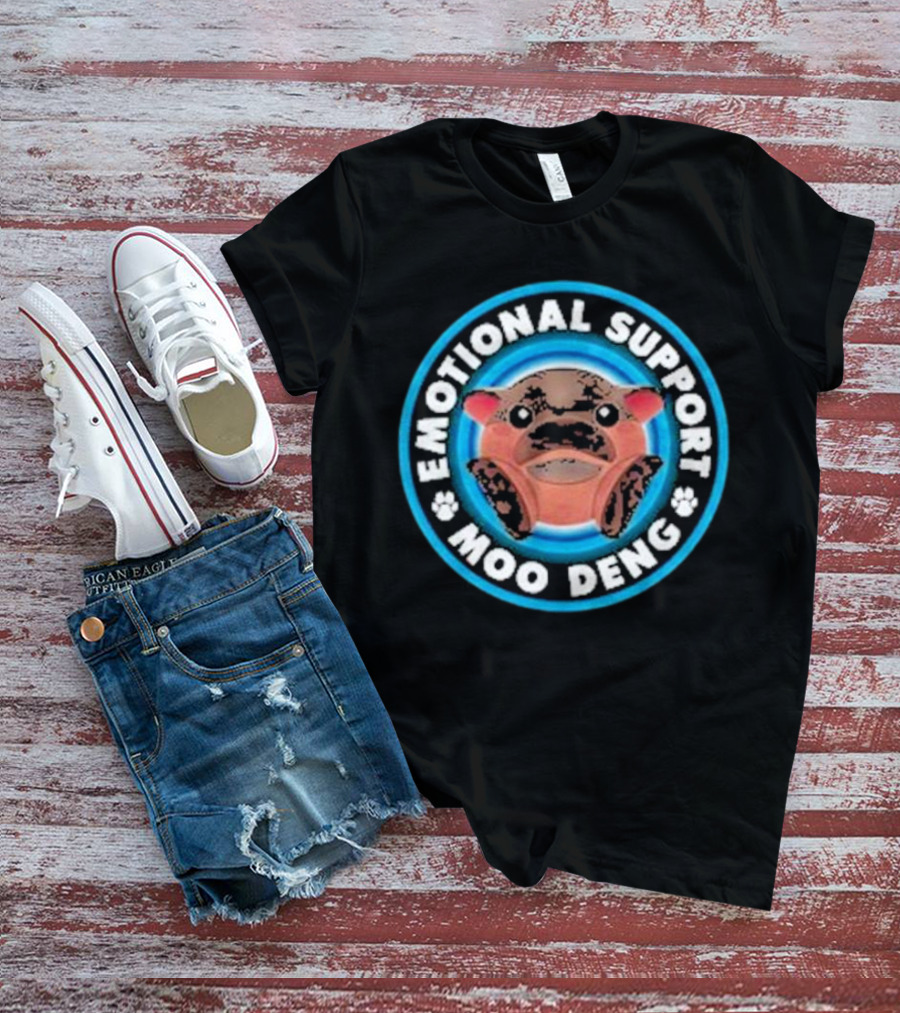 Emotional Support Moo Deng Hippo Badge T-Shirt