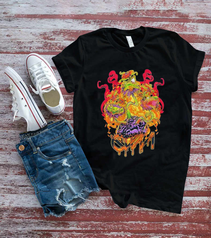 Ganja White Night Wobbleween 3 Psychedelic Monster Heads T-Shirt