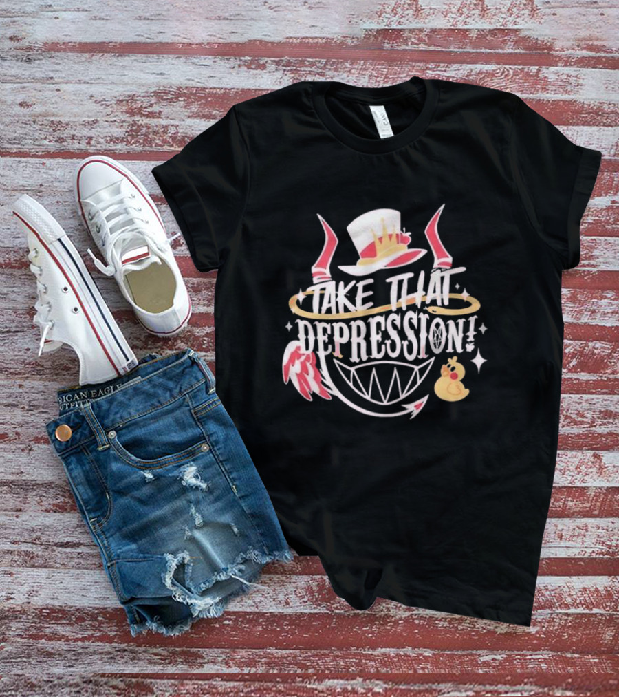 Hazbin Hotel Lucifer Take That Depression Winged Hat Halo Duck T-Shirt