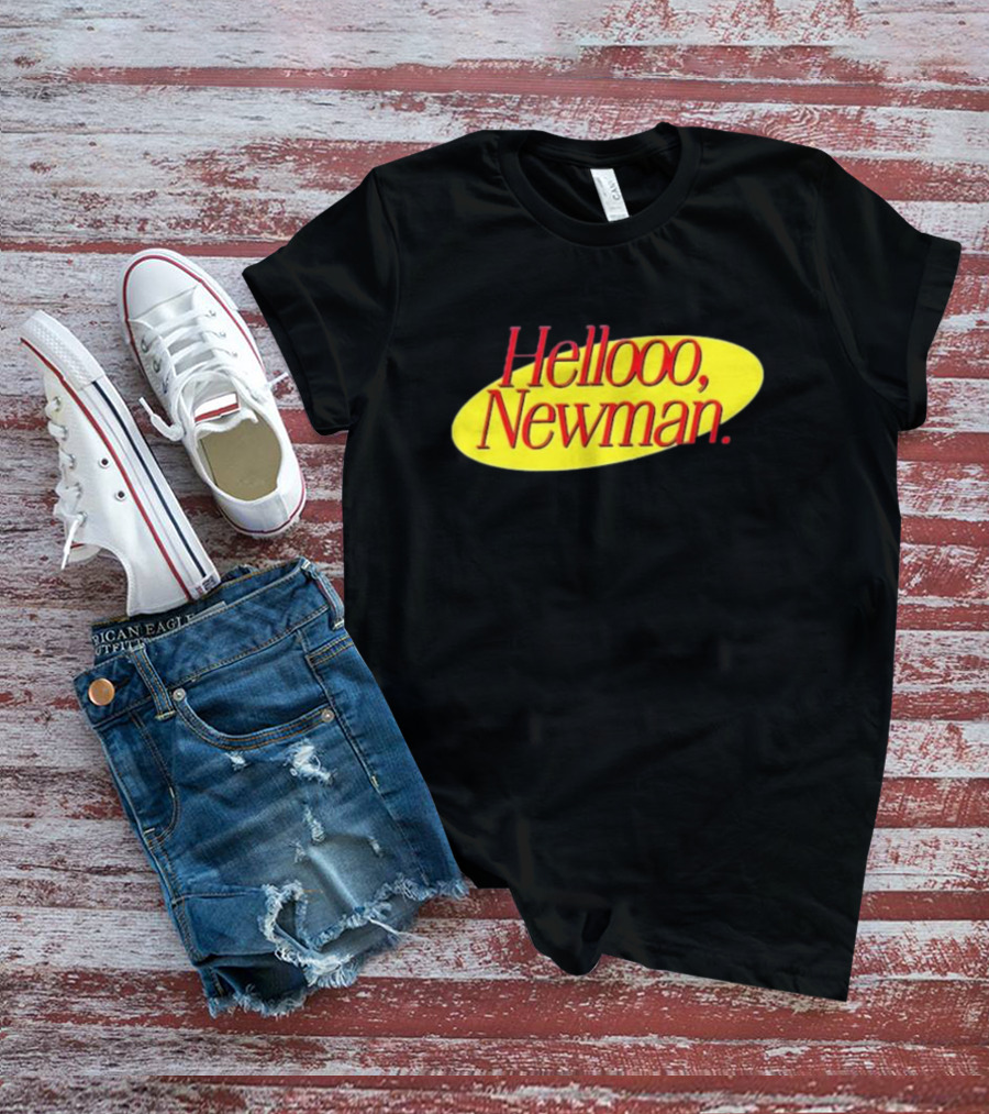 Hello Newman Seinfeld Catchphrase Yellow Oval T-Shirt