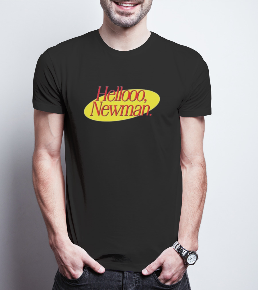 Hello Newman Seinfeld Catchphrase Yellow Oval T-Shirt