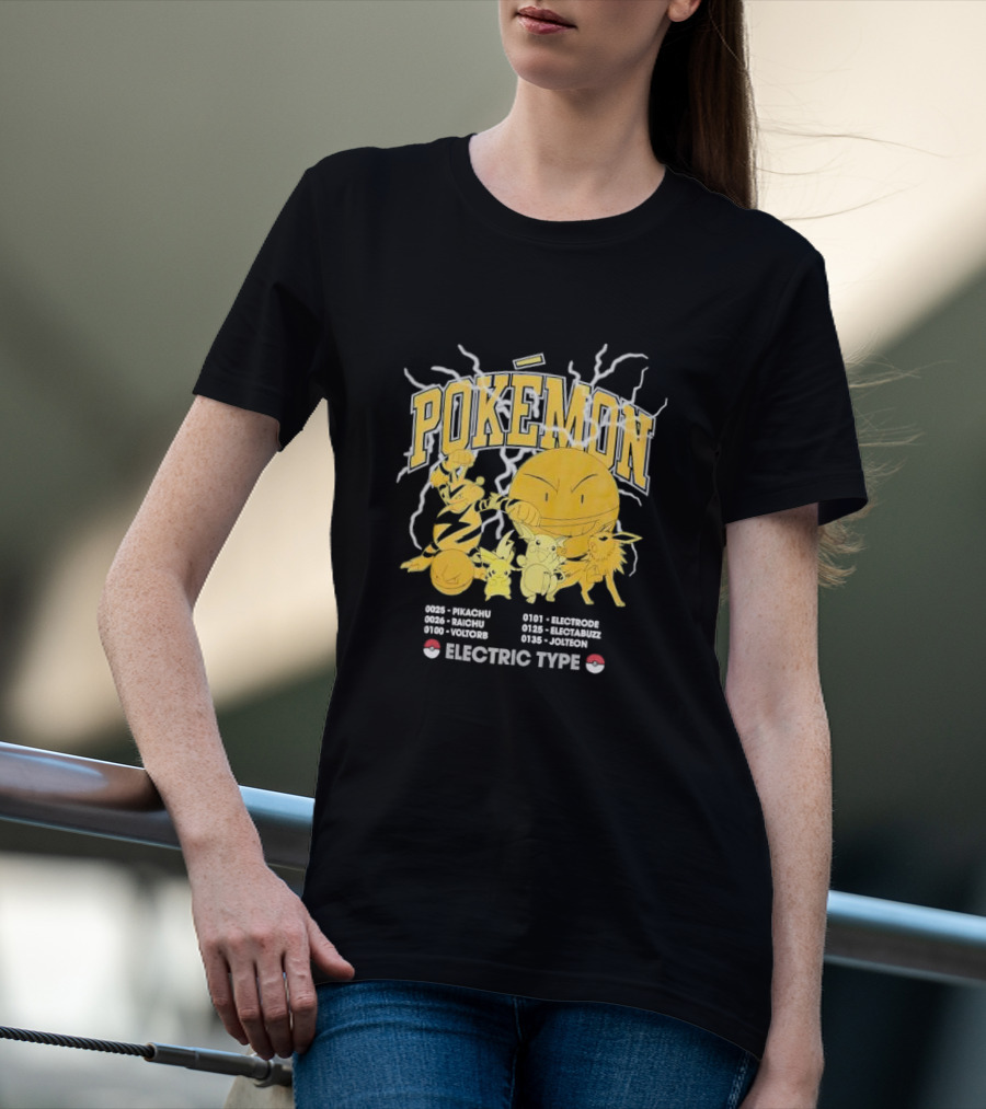 Pokémon Electric Type Pikachu Raichu Voltorb Electrode Electabuzz Jolteon T-Shirt