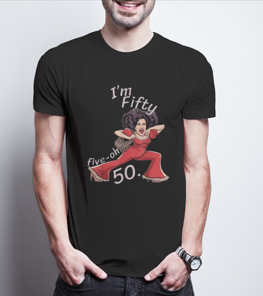 I’m Fifty Five-Oh 50 Leopard Bag Red Outfit Birthday O'Malley Lady T-Shirt