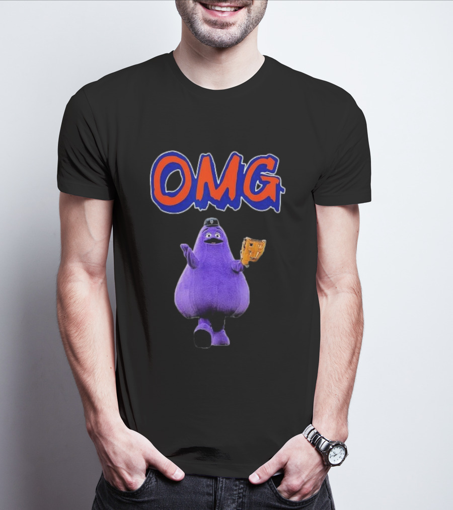 OMG New York Grimace Baseball Glove T-Shirt