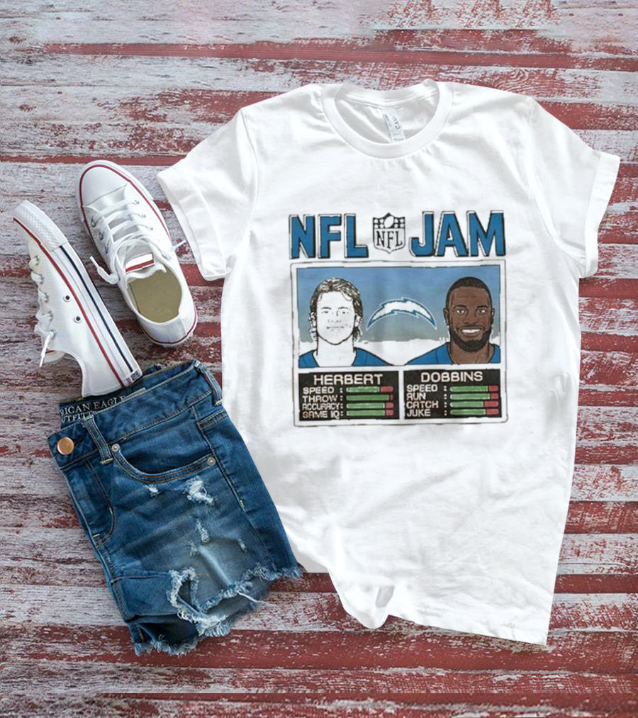 NFL Jam Chargers Herbert Dobbins Stats T-Shirt