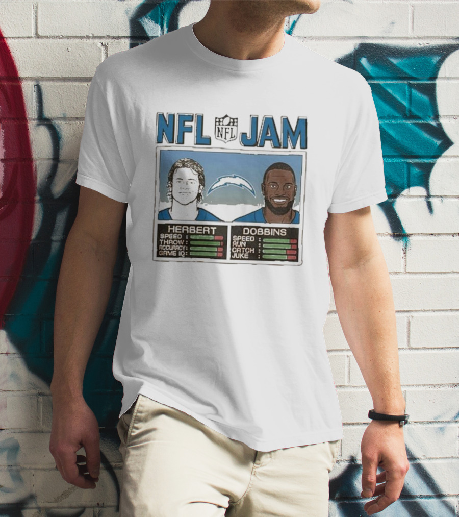 NFL Jam Chargers Herbert Dobbins Stats T-Shirt