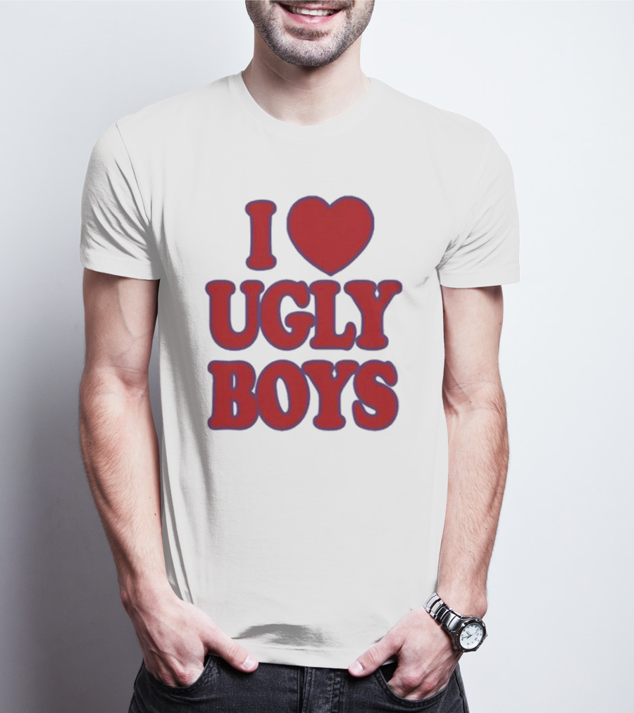 Omar Apollo I Love Ugly Boys Red Text Heart T-Shirt