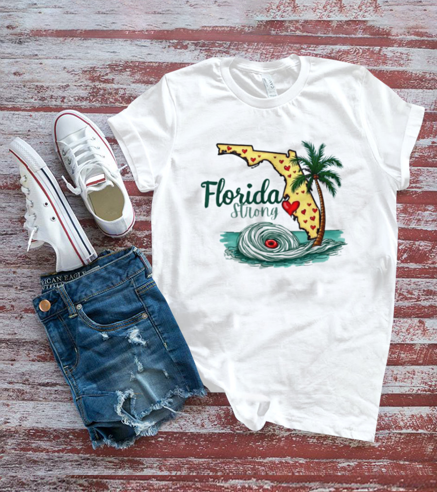 Pray For Tampa Bay Florida Strong Palm Tree Heart Map Hurricane T-Shirt
