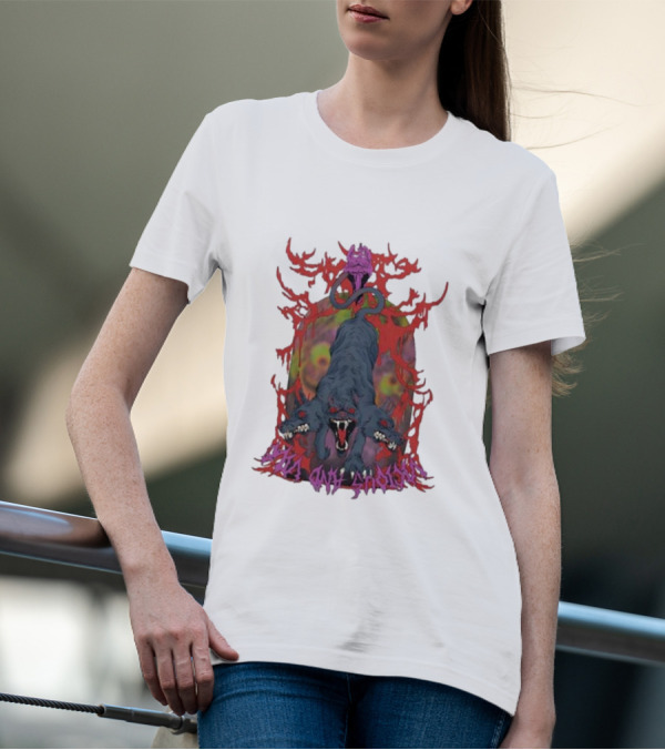 Cerberus Vicious And Psychedelic Flames T-Shirt