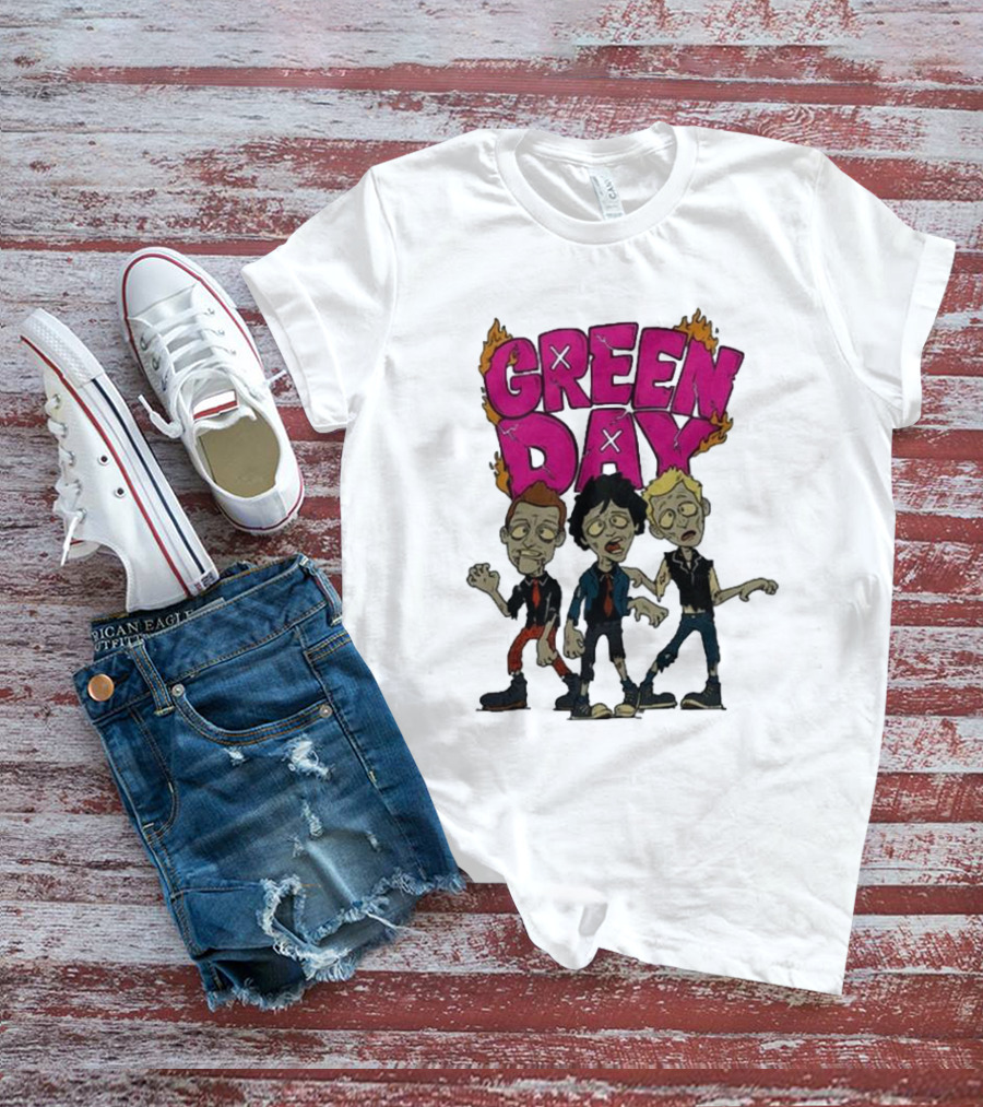 Green Day Walking Zombie Band Members T-Shirt