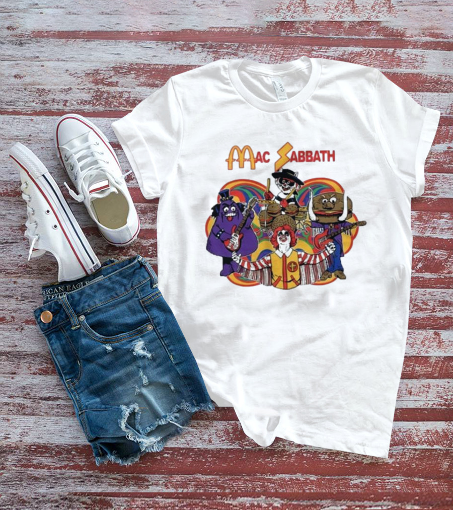 Mac Sabbath Cartoon Band Characters Playing Instruments T-Shirt