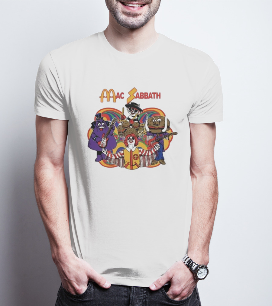 Mac Sabbath Cartoon Band Characters Playing Instruments T-Shirt