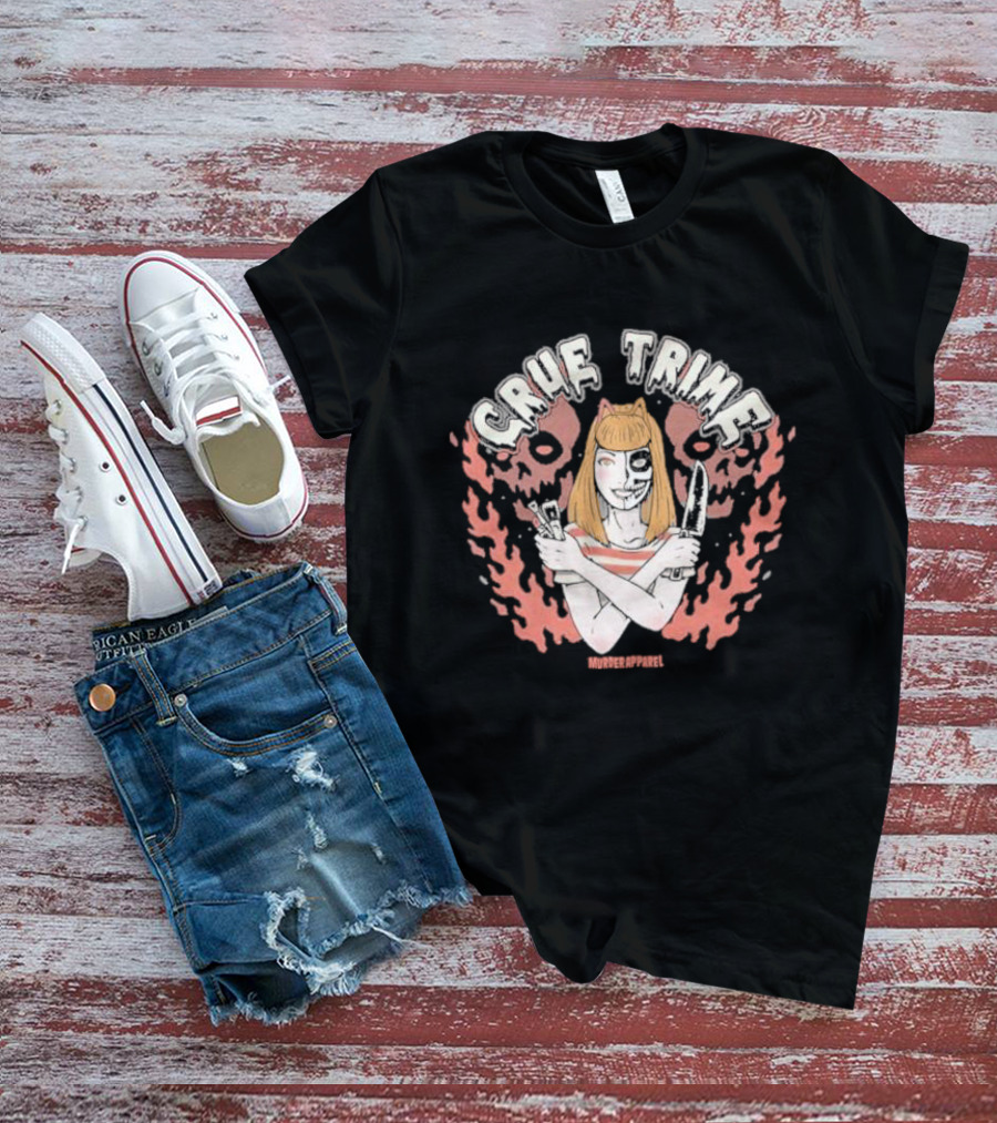 Crue Trime Girl Fire Horror Aesthetic Murder T-Shirt