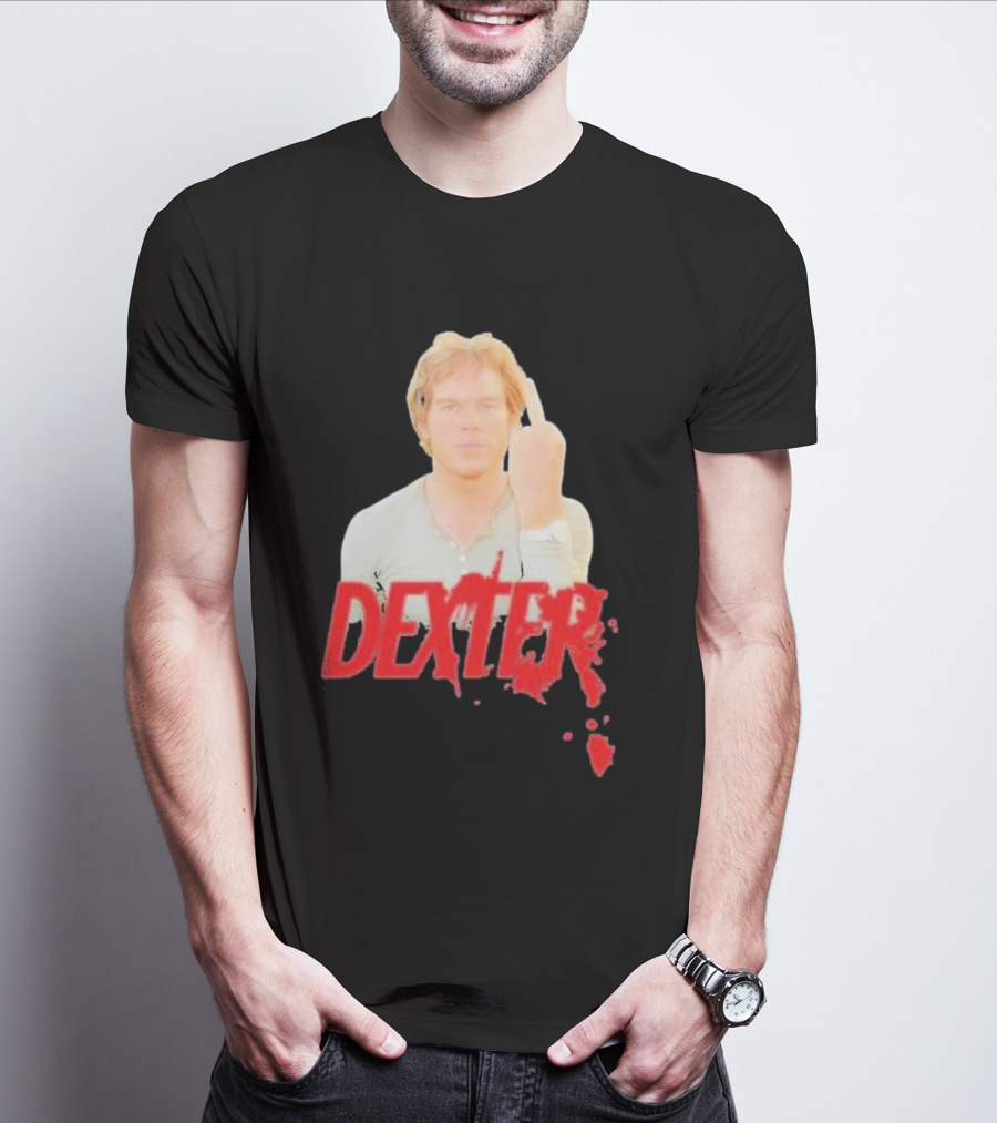 Dexter Bloody Logo Middle Finger Image T-Shirt