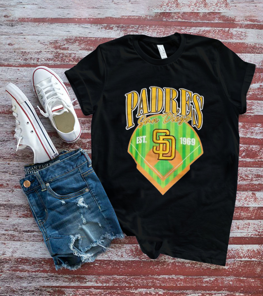 Padres San Diego Est 1969 Home Plate SD T-Shirt