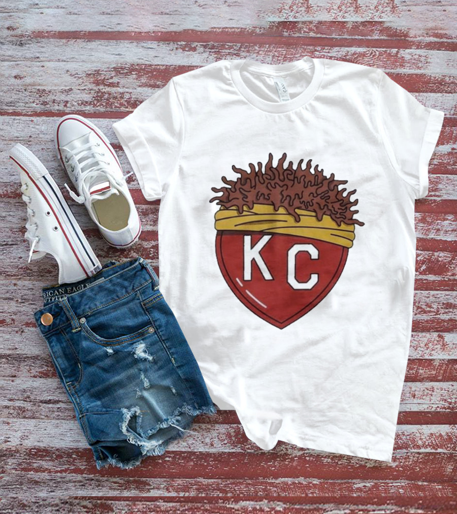Charlie Hustle KC Heart Logo With Afro Hairband T-Shirt