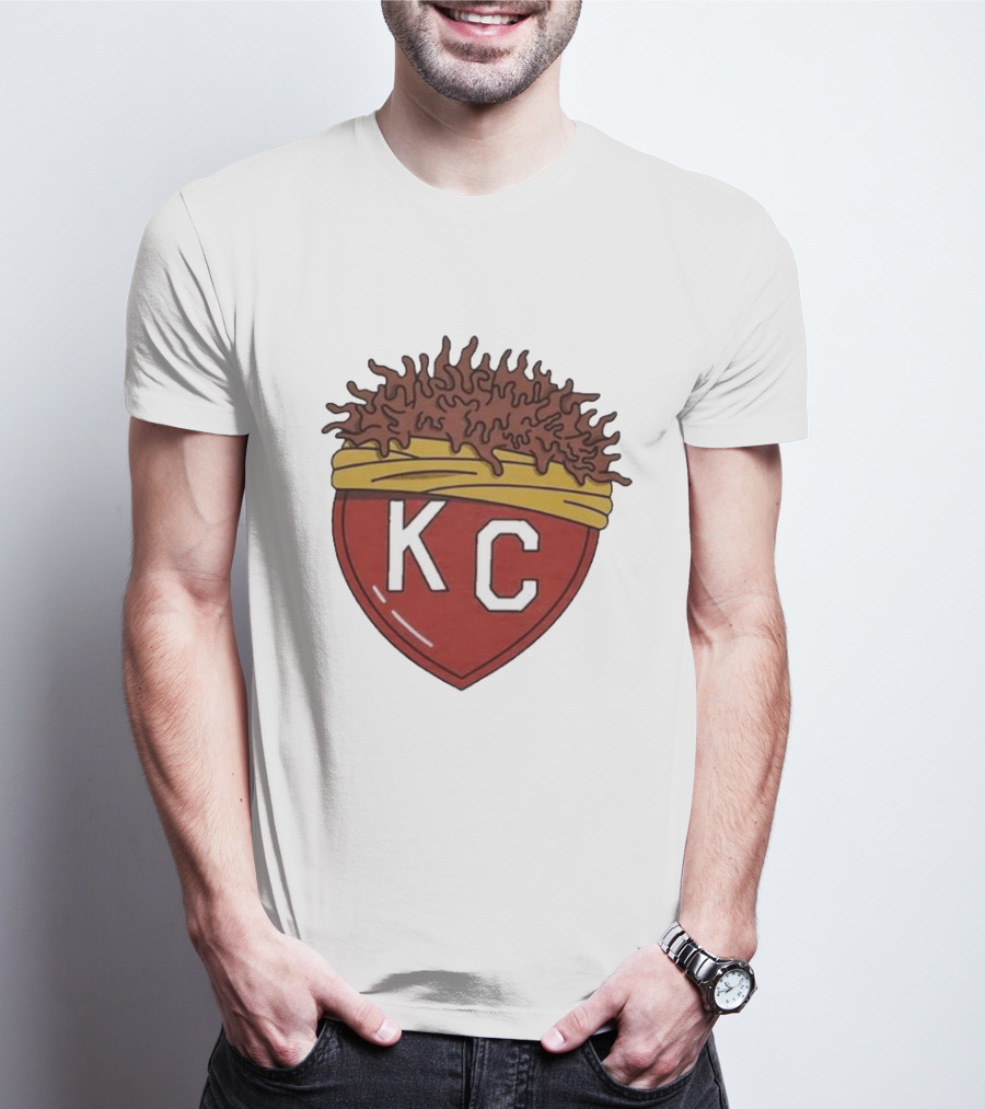 Charlie Hustle KC Heart Logo With Afro Hairband T-Shirt