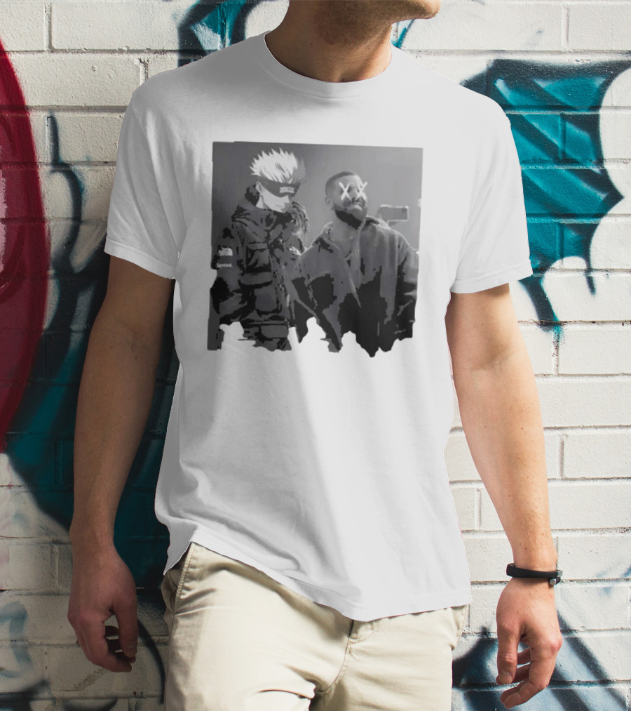 Drake X Gojo Satoru Crossover Black And White Manga Aesthetic T-Shirt