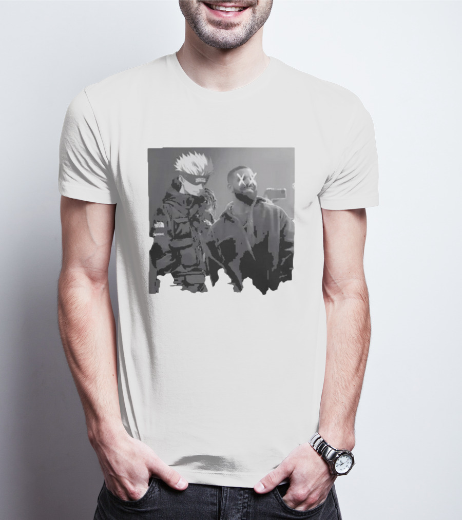 Drake X Gojo Satoru Crossover Black And White Manga Aesthetic T-Shirt