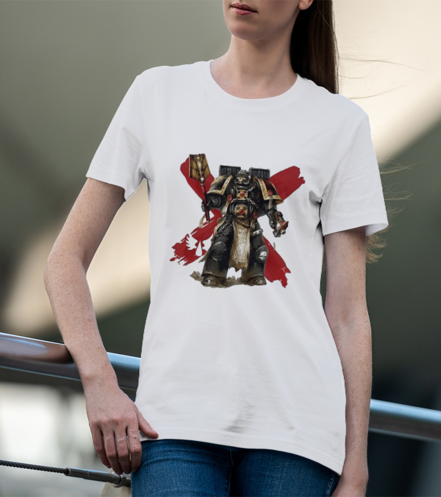 Blood Angels Joytoy Warhammer Space Marine With Red Wings Background T-Shirt