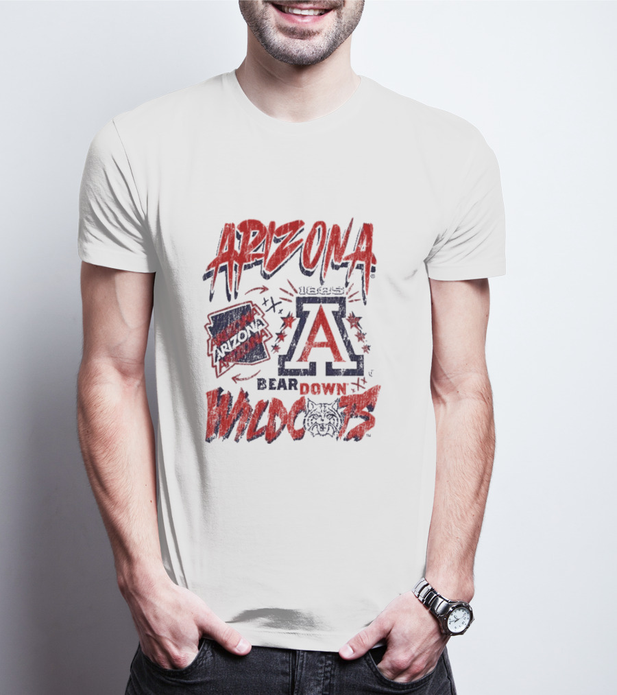 Arizona Wildcats Bear Down Logo Collage T-Shirt