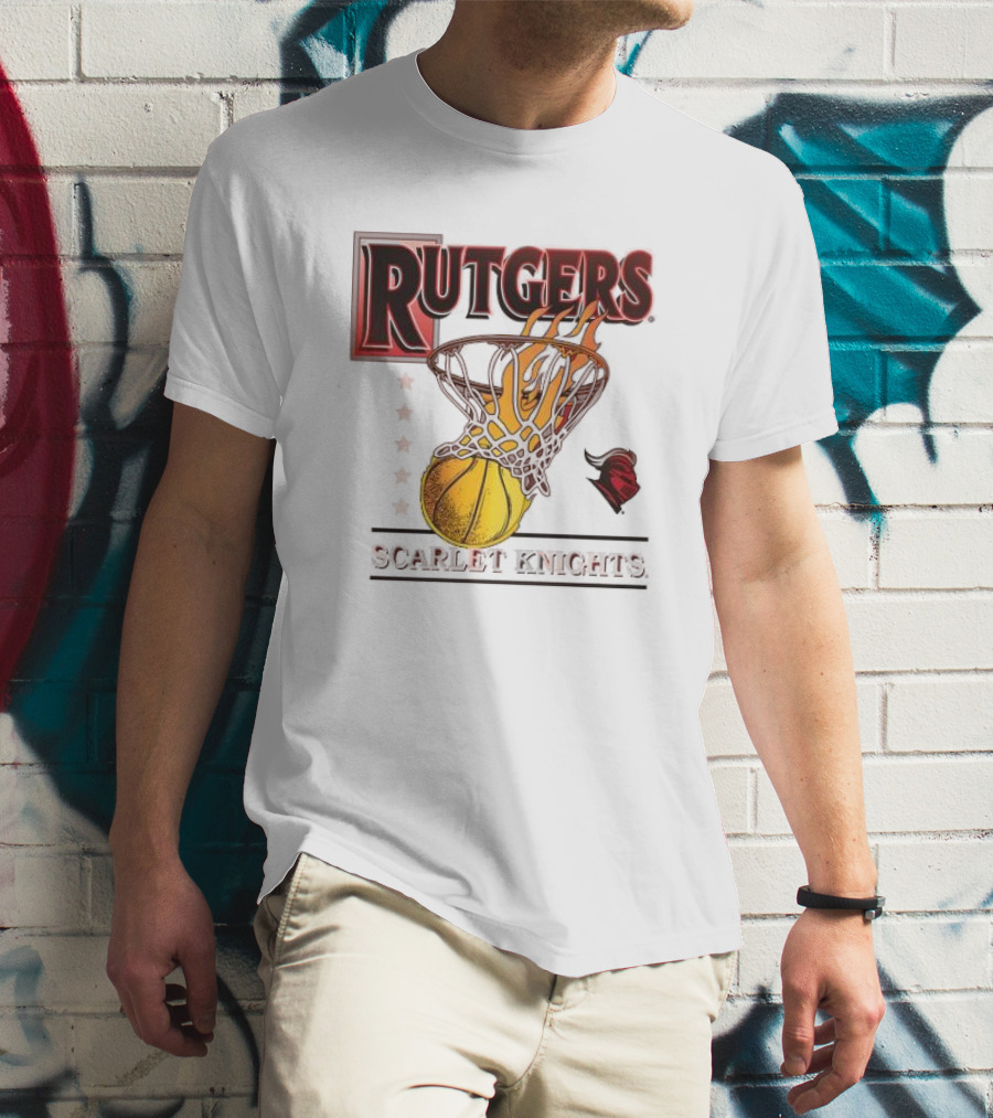 Rutgers Scarlet Knights Basketball Flaming Hoop T-Shirt