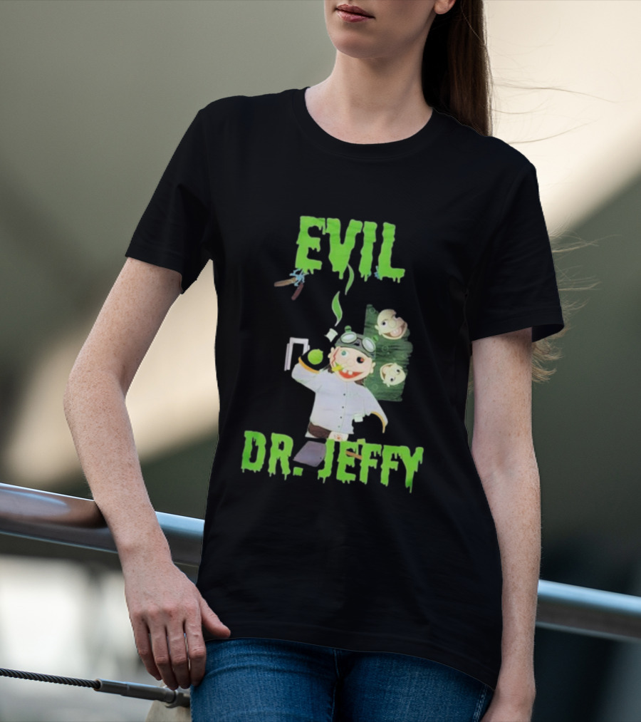 Evil Dr. Jeffy SML Mad Scientist Character With Green Smoke And Zombie Heads T-Shirt