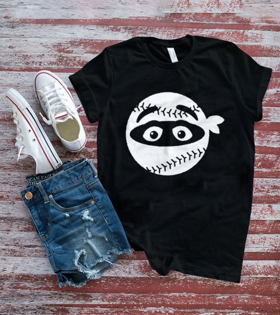New York Mets Pitching Ninja Baseball Face Grimace T-Shirt