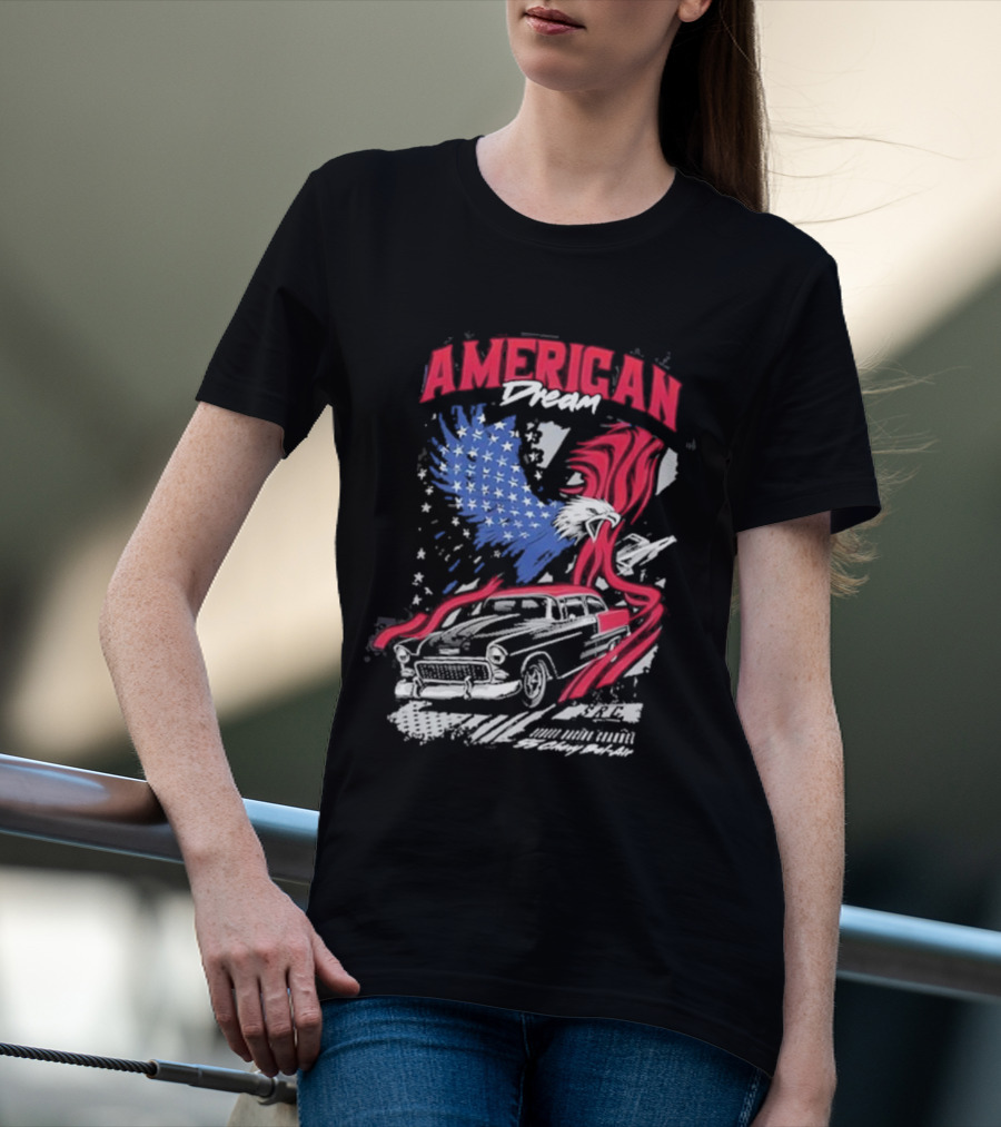 American Dream Eagle With Classic Chevy And Stars T-Shirt