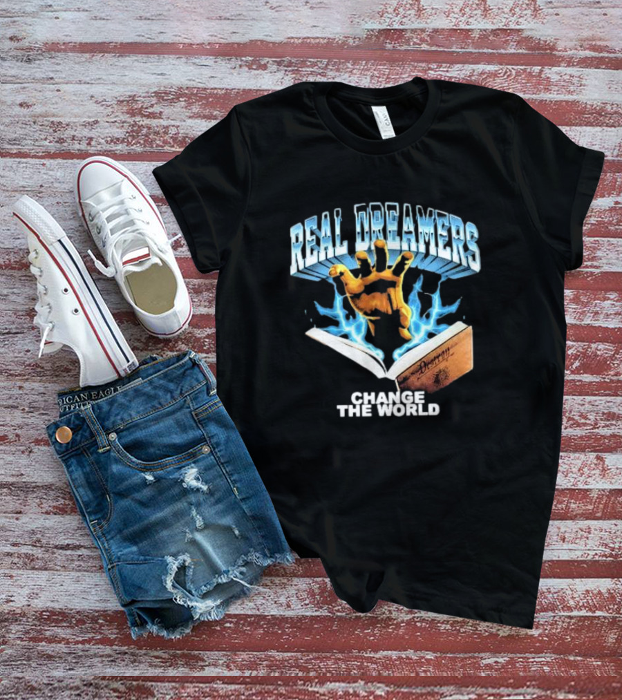 REAL DREAMERS HAND OF CHANGE THE WORLD POETRY BOOK LIGHTNING T-Shirt