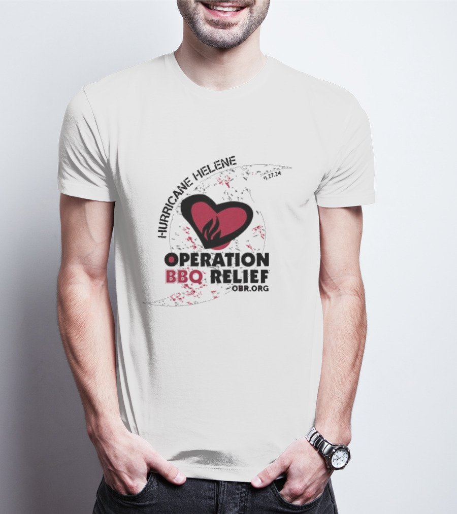 Hurricane Helene Operation BBQ Relief OBR.org Heart Flame 9.27.24 T-Shirt