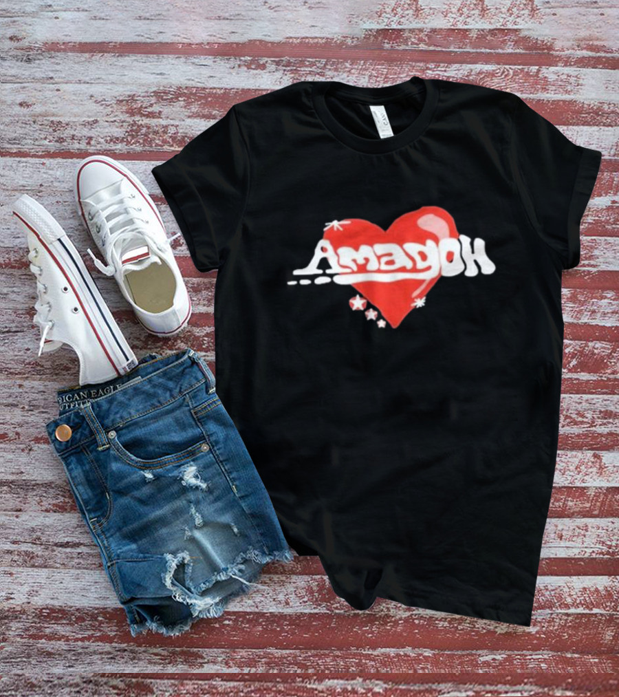 Kofi Stone Amagoh Red Heart Design With Stars T-Shirt