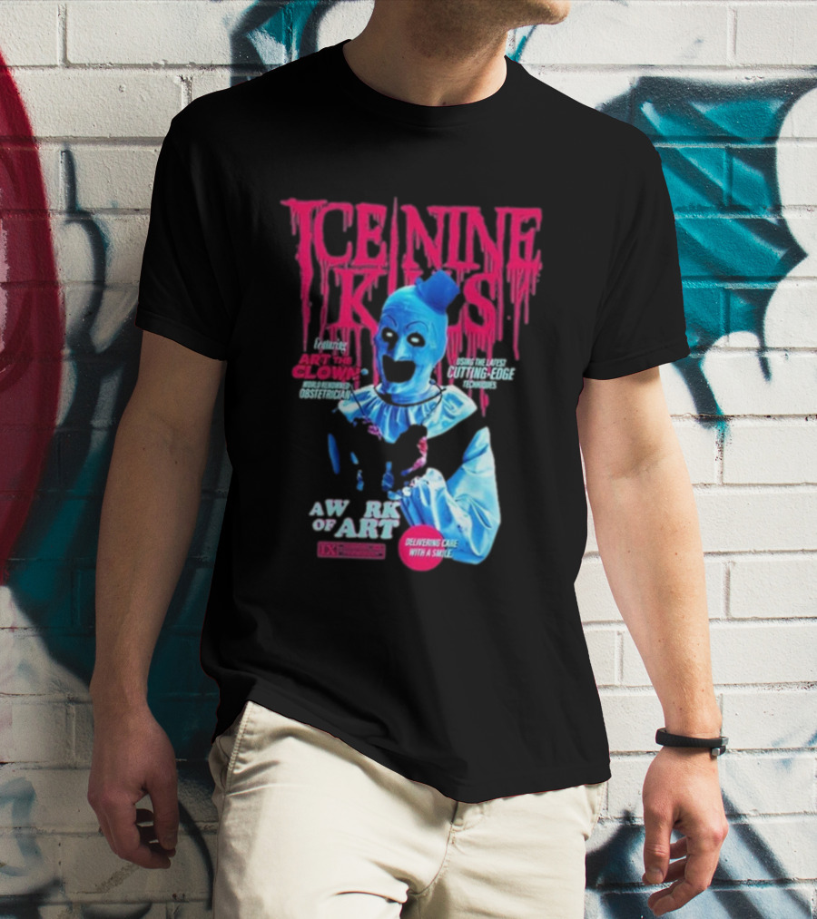 Rock Abilia Ice Nine Kills Black Featuring Art The Clown Cutting Edge Delivering Cake With A Smile T-Shirt