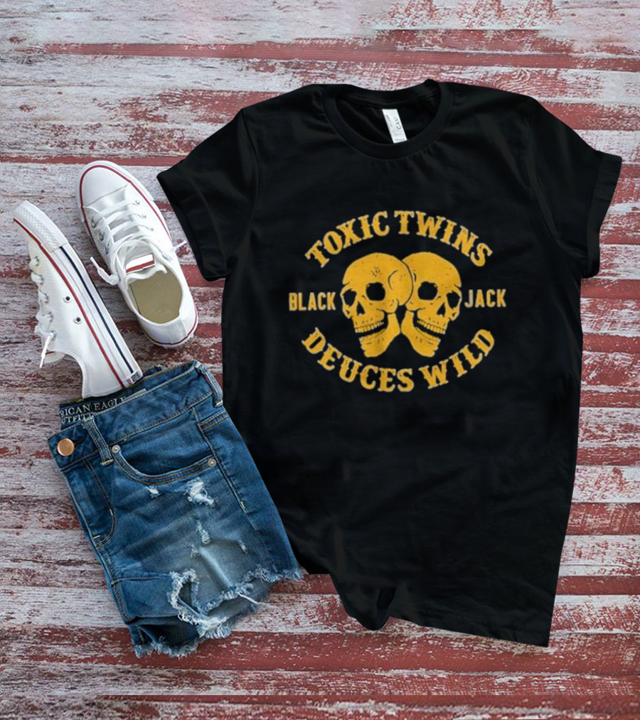 Toxic Twins Deuces Wild Black Jack Skull Skulls T-Shirt