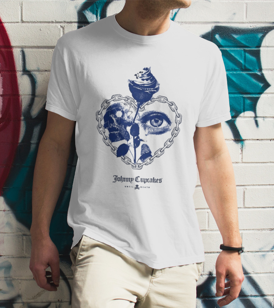 Johnny Cupcakes Heart Chain Skull Eye Rose Until Death T-Shirt