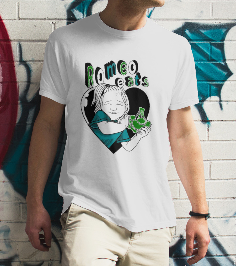 Romeo Eats Broccoli Heart Toddler Hug T-Shirt