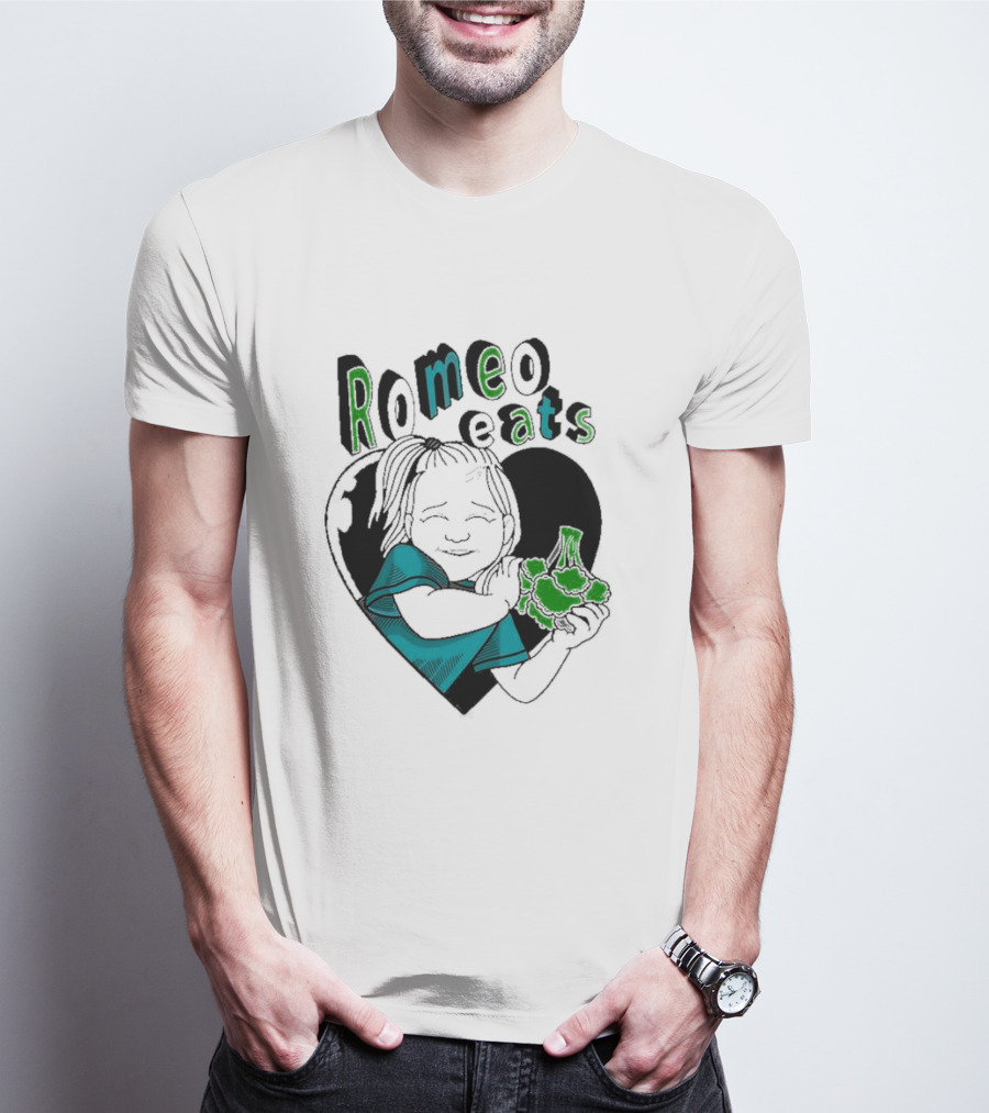 Romeo Eats Broccoli Heart Toddler Hug T-Shirt