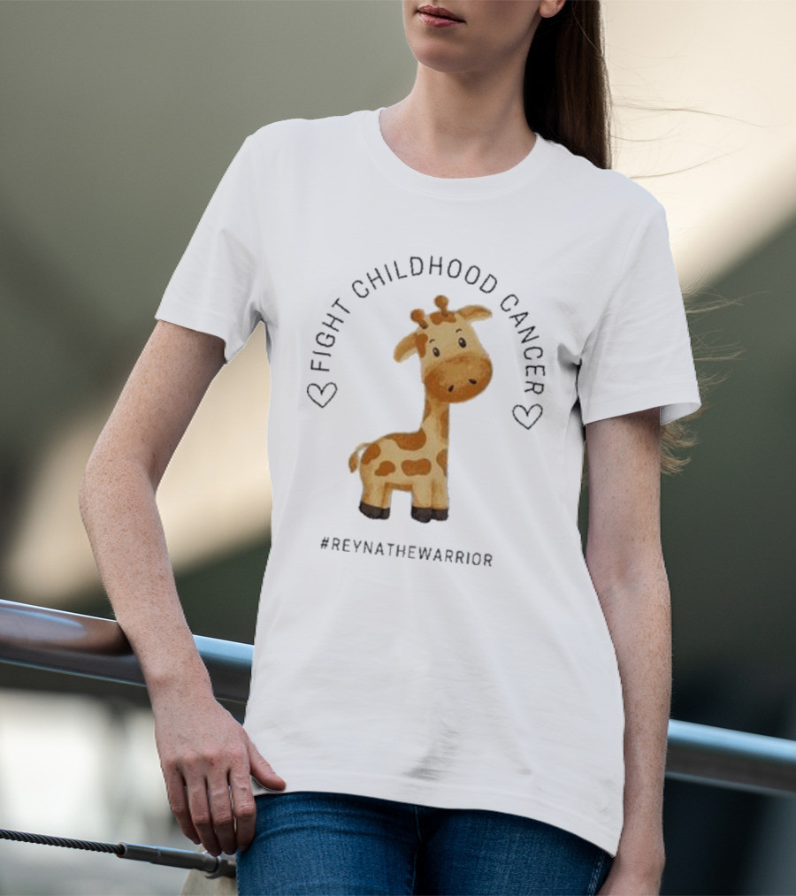 Fight Childhood Cancer Reyna The Warrior Giraffe Hearts T-Shirt