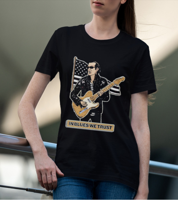 In Blues We Trust Joe Bonamassa Blues Hero American Flag Guitar T-Shirt