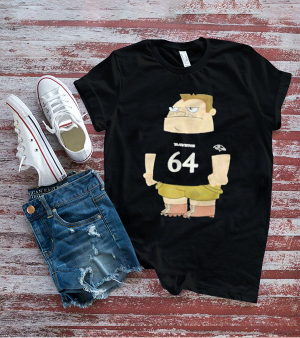 Ravens 64 Cartoon Character Tyler Linderbaum Only Fears God Texas Fears Oklahoma T-Shirt