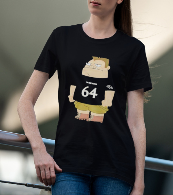 Ravens 64 Cartoon Character Tyler Linderbaum Only Fears God Texas Fears Oklahoma T-Shirt