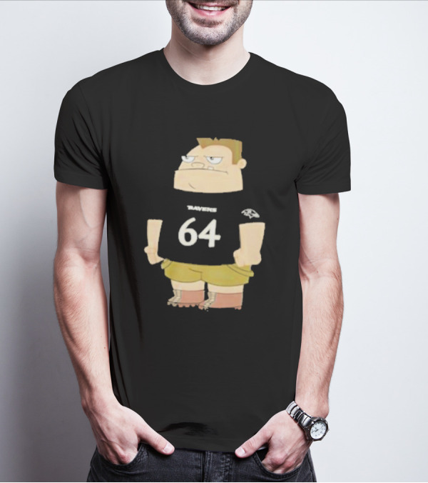 Ravens 64 Cartoon Character Tyler Linderbaum Only Fears God Texas Fears Oklahoma T-Shirt