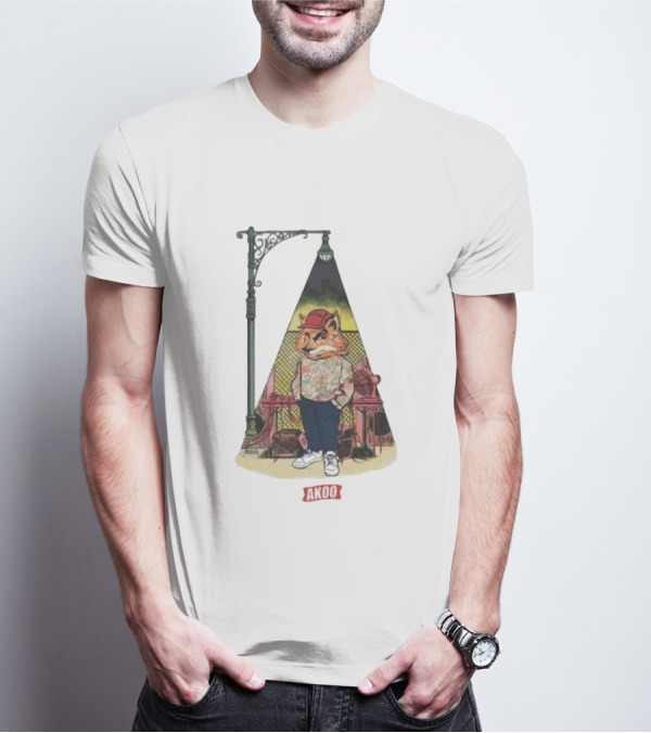 Block Party SS Akoo Streetwear Fox Character Under Lamp Post T-Shirt